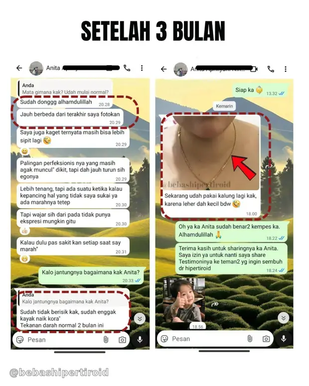Kondisi mata, jantung, tekanan darah, dan leher Anita setelah tiga bulan