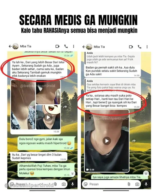 Pesan Tia tentang perubahan kondisi dan pembengkakan lehernya