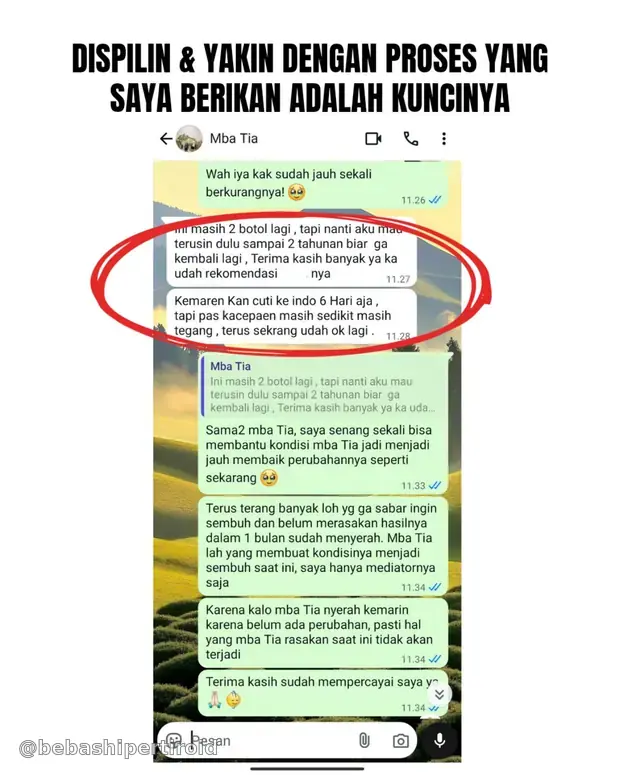 Pesan Tia tentang kedisiplinan menjalani proses pemulihan